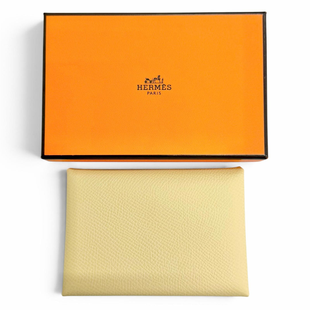 Pristine HERMES Coin case Calvi duo Card Case compact wallet Epsom Leather Women