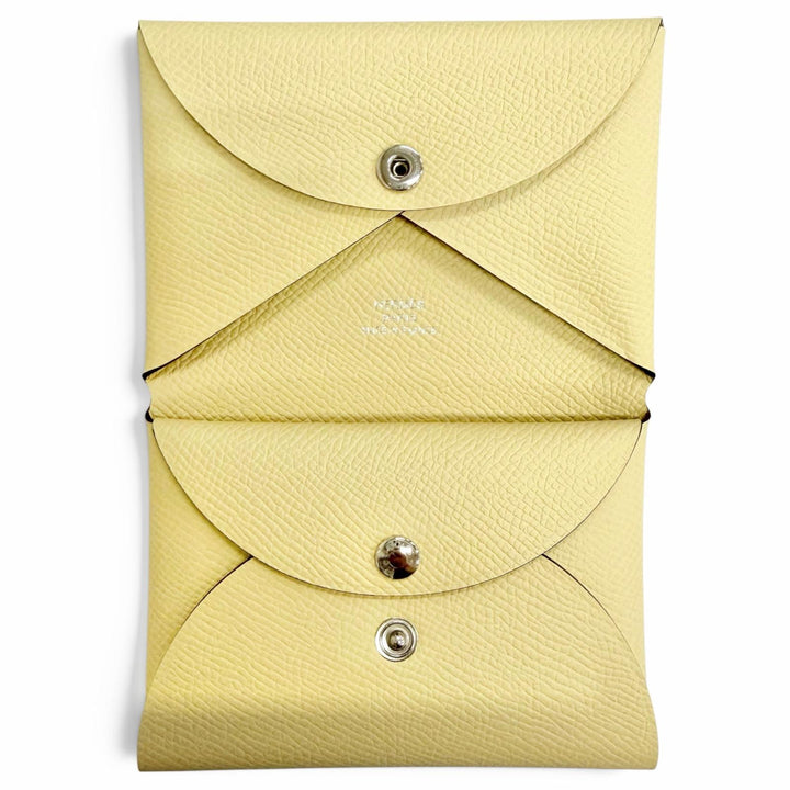 Pristine HERMES Coin case Calvi duo Card Case compact wallet Epsom Leather Women