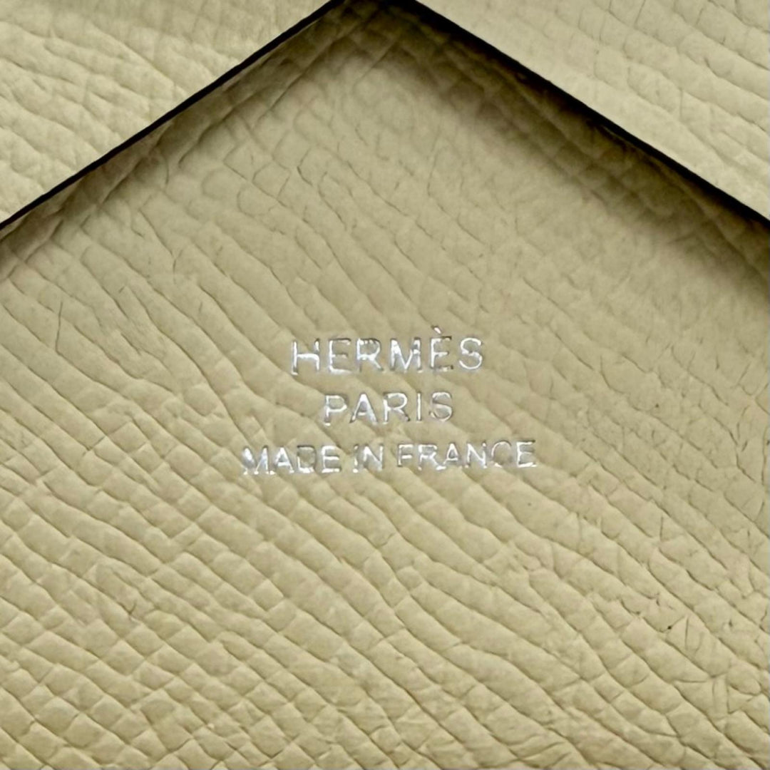 Pristine HERMES Coin case Calvi duo Card Case compact wallet Epsom Leather Women
