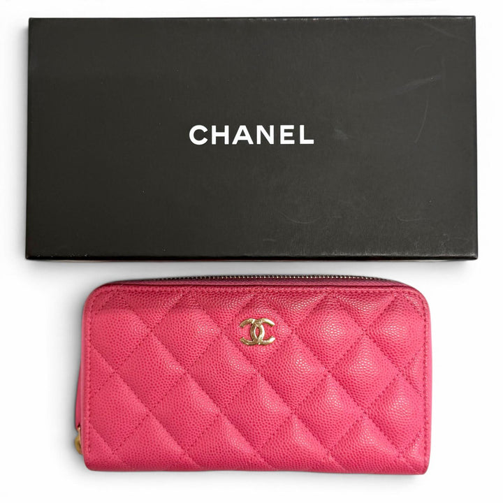 Very Good CHANEL COCO Mark Matelassé Timeless Line Classic Medium Wallet AP0226
