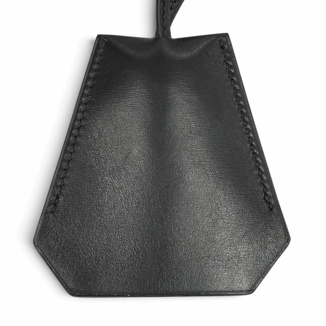 Great HERMES Necklace Margiela era Clochette charm black leather Women