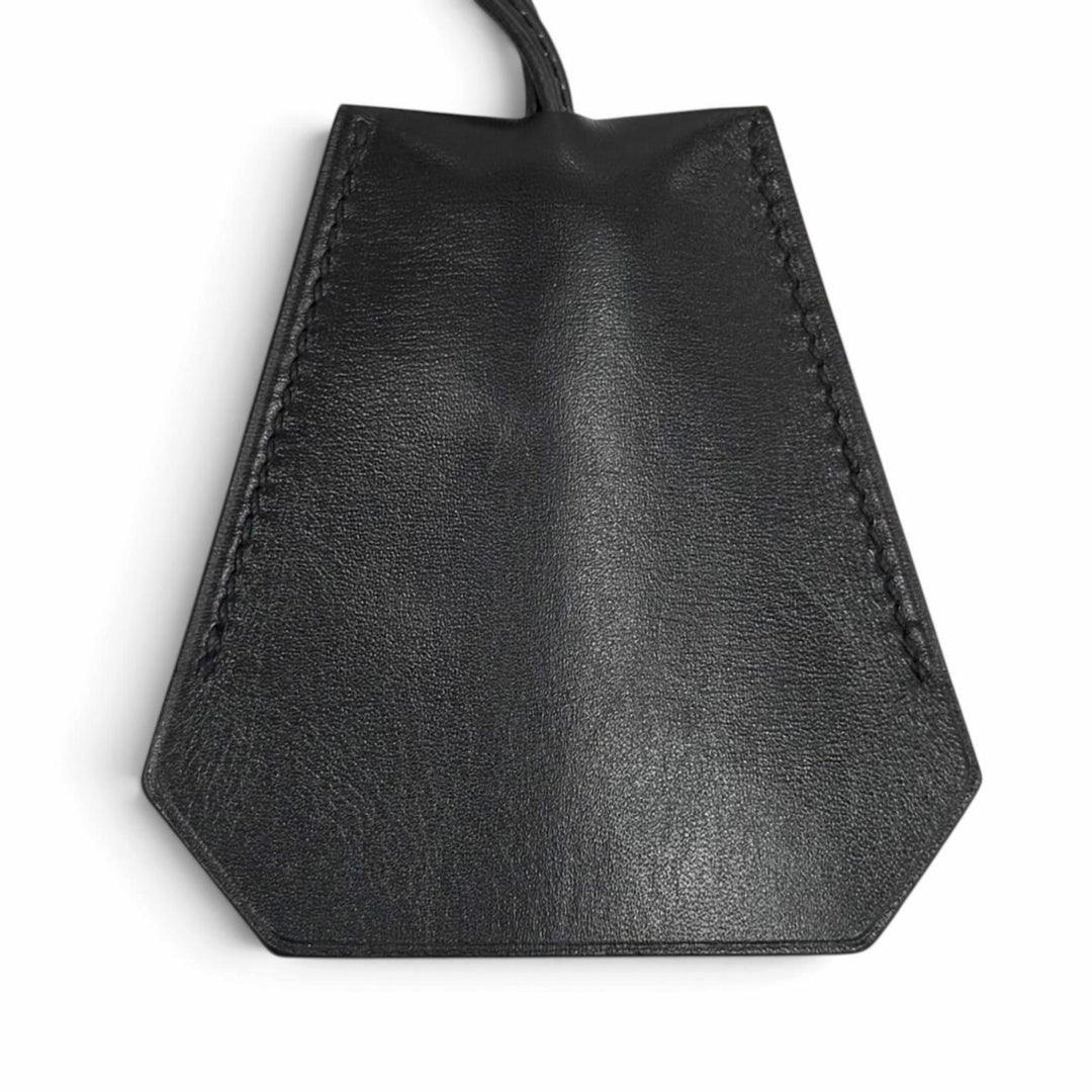 Great HERMES Necklace Margiela era Clochette charm black leather Women