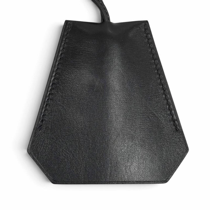 Great HERMES Necklace Margiela era Clochette charm black leather Women