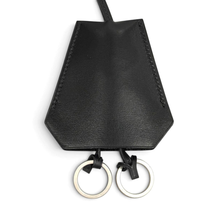 Great HERMES Necklace Margiela era Clochette charm black leather Women