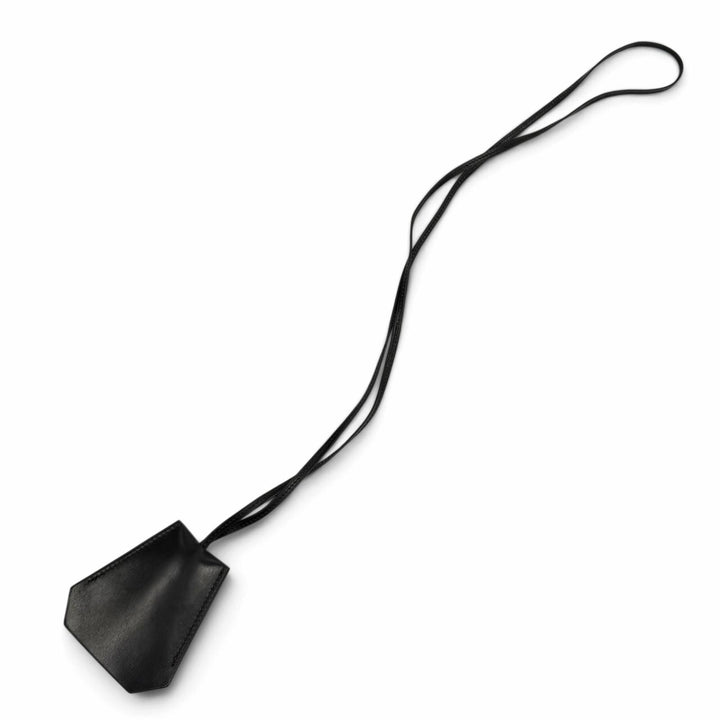 Great HERMES Necklace Margiela era Clochette charm black leather Women