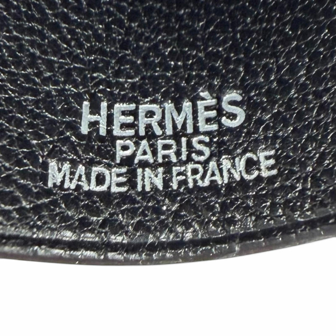 Great HERMES Necklace Margiela era Clochette charm black leather Women