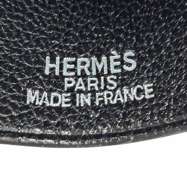 Great HERMES Necklace Margiela era Clochette charm black leather Women
