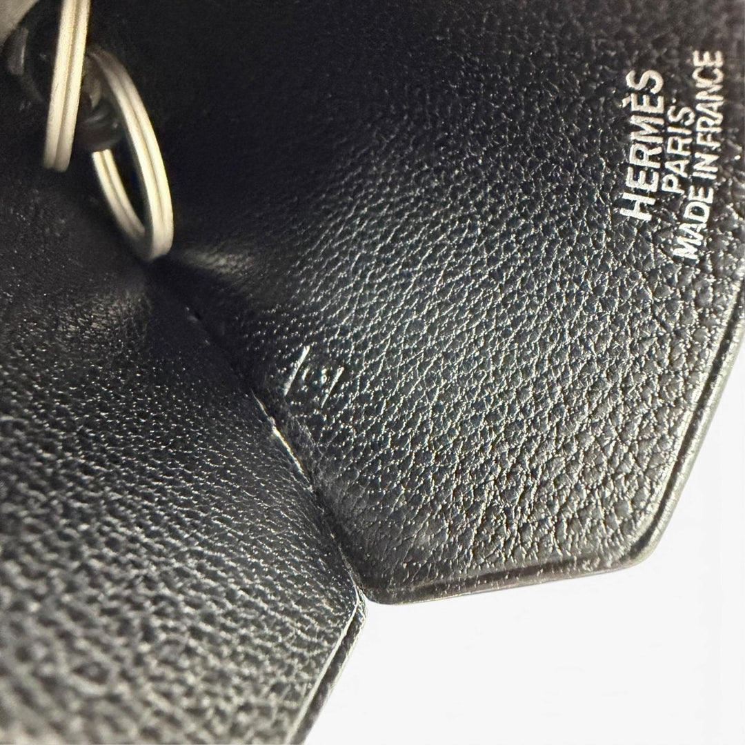 Great HERMES Necklace Margiela era Clochette charm black leather Women