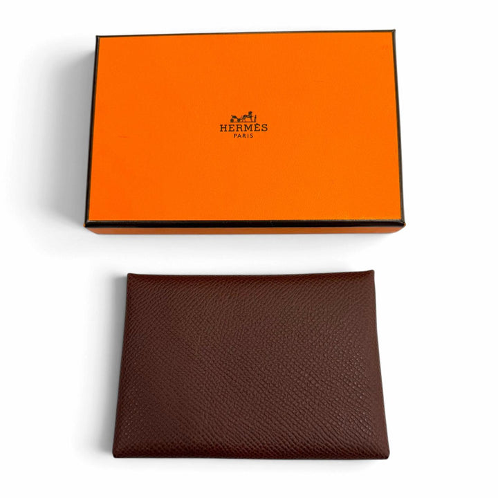 Great HERMES Coin case Calvi duo Calvi duo Epsom Leather mens