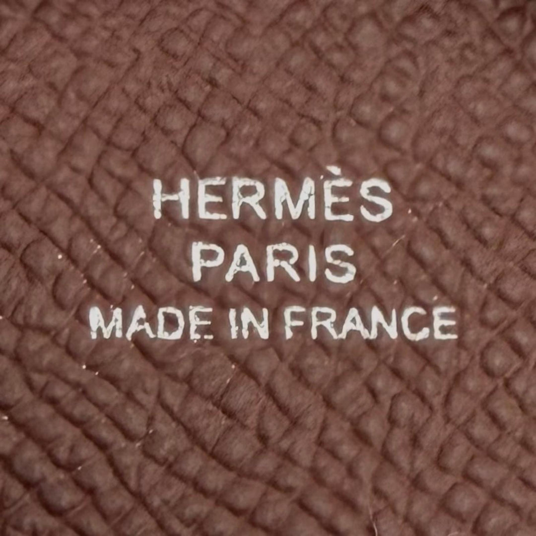 Great HERMES Coin case Calvi duo Calvi duo Epsom Leather mens