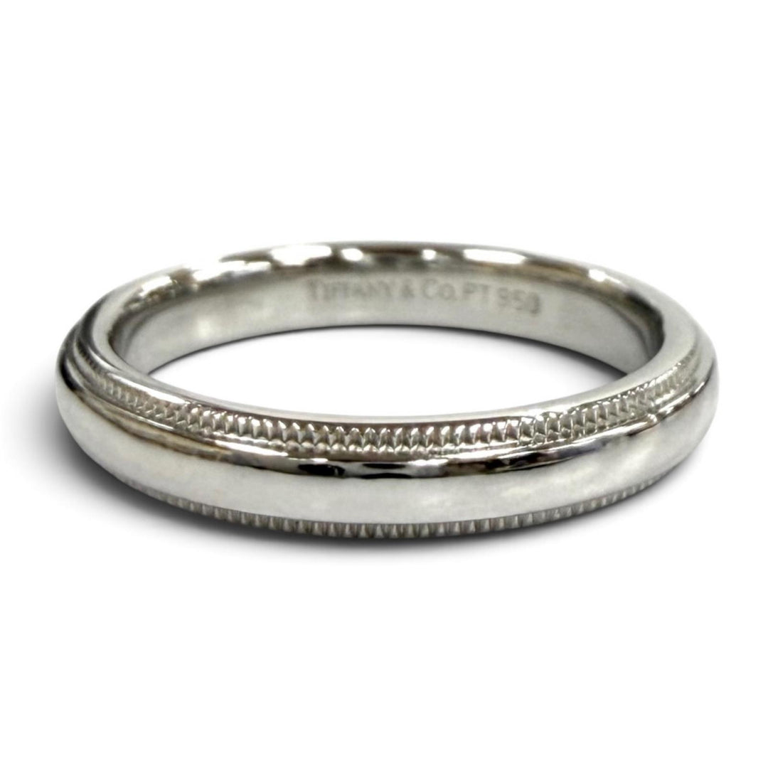 Excellent TIFFANY&Co. Ring ring Milgrain Band Ring Silver PT950 Women