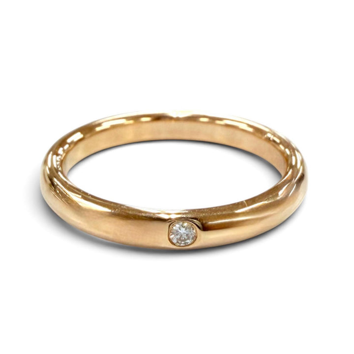 Excellent TIFFANY&Co. ring Stackable Band Ring with 1 Diamond Pink gold AU750