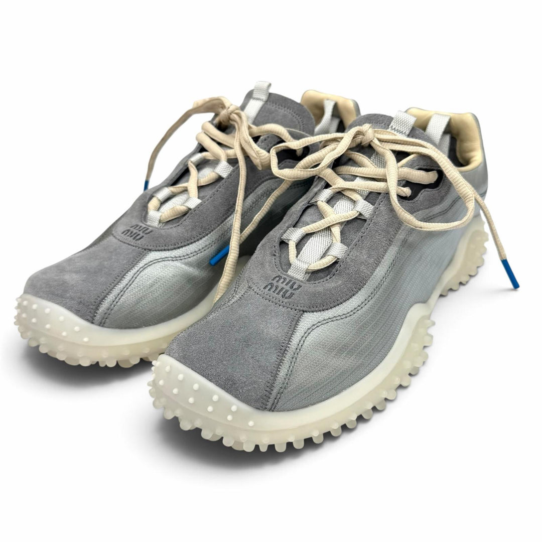 Excellent MIUMIU sneakers Bubble Technical Fabric Suede Sneakers 36.5 5E806E