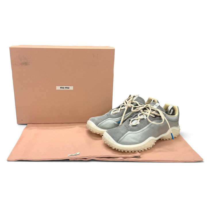 Excellent MIUMIU sneakers Bubble Technical Fabric Suede Sneakers 36.5 5E806E