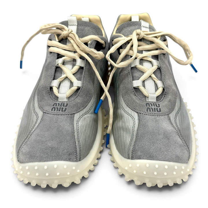 Excellent MIUMIU sneakers Bubble Technical Fabric Suede Sneakers 36.5 5E806E