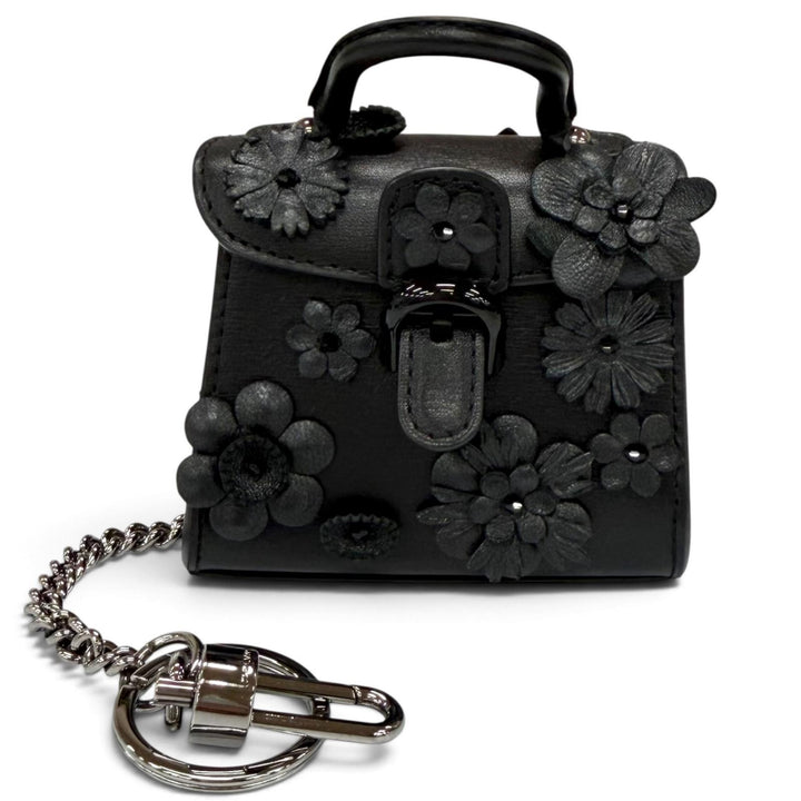 Excellent DELVAUX Bag charm Brillant Charm Flower Rhinestone Leather AE0362ARQ