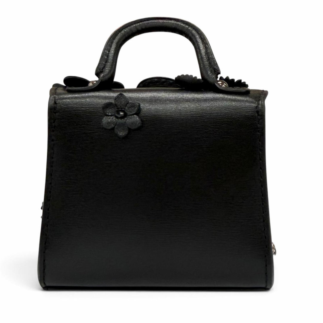 Excellent DELVAUX Bag charm Brillant Charm Flower Rhinestone Leather AE0362ARQ