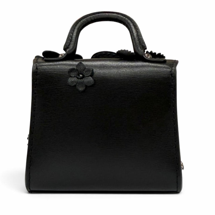 Excellent DELVAUX Bag charm Brillant Charm Flower Rhinestone Leather AE0362ARQ