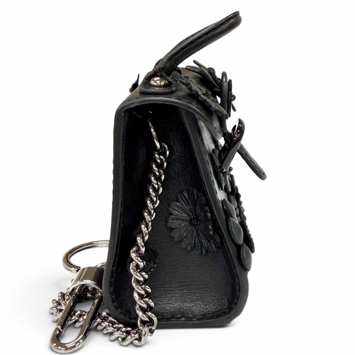Excellent DELVAUX Bag charm Brillant Charm Flower Rhinestone Leather AE0362ARQ