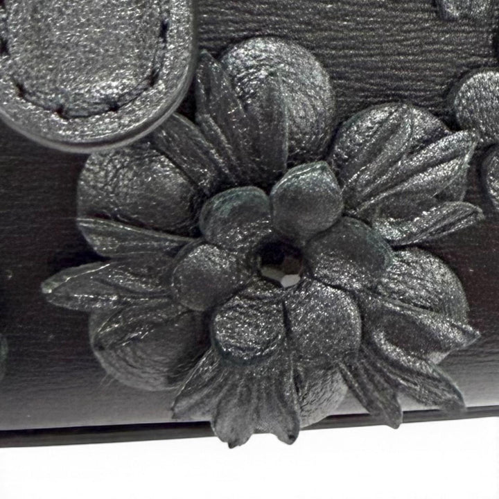 Excellent DELVAUX Bag charm Brillant Charm Flower Rhinestone Leather AE0362ARQ