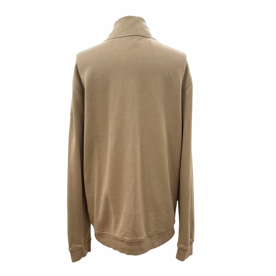 Great MONCLER sweat T-NECK High-neck half-zip pullover with logo patch Brown