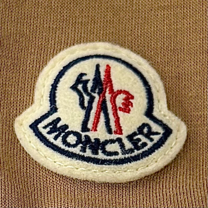 Great MONCLER sweat T-NECK High-neck half-zip pullover with logo patch Brown
