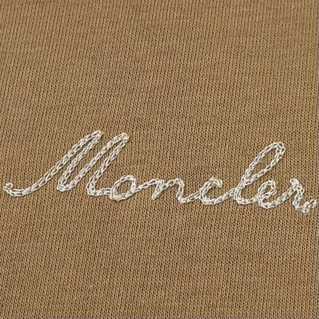 Great MONCLER sweat T-NECK High-neck half-zip pullover with logo patch Brown