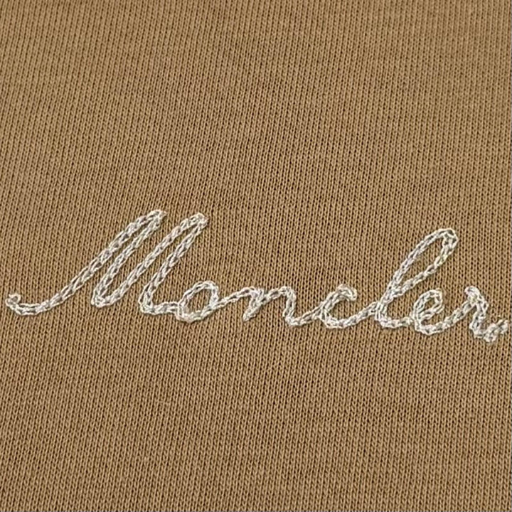 Great MONCLER sweat T-NECK High-neck half-zip pullover with logo patch Brown
