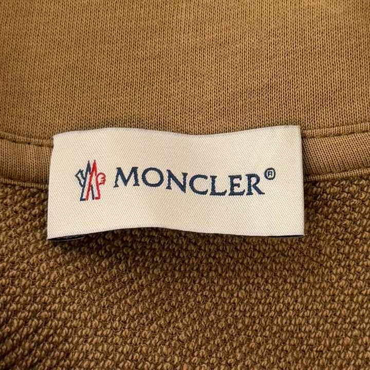 Great MONCLER sweat T-NECK High-neck half-zip pullover with logo patch Brown