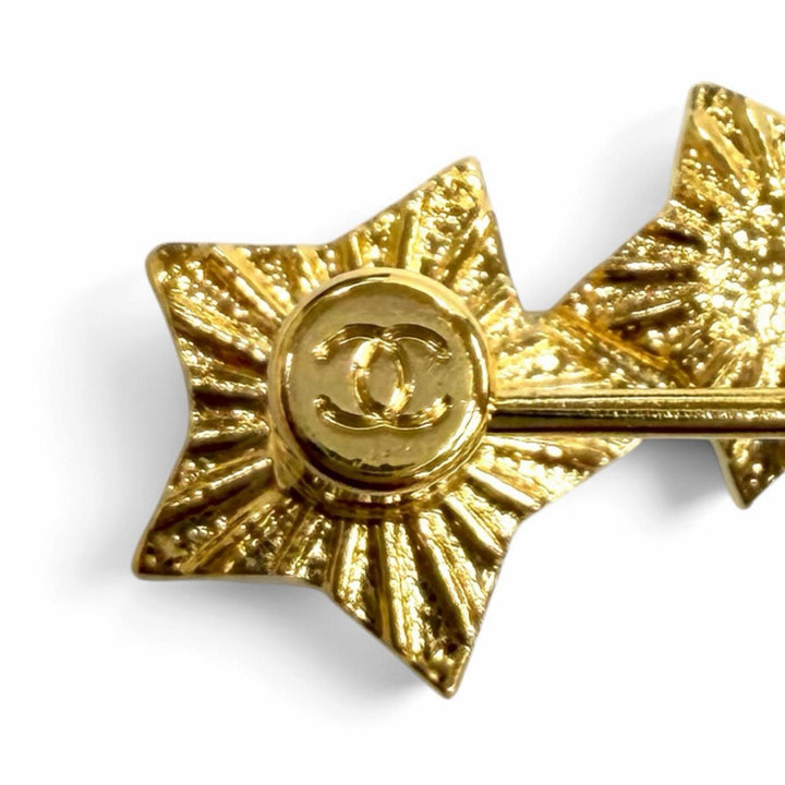Excellent CHANEL Brooch COCO Mark Rhinestone Eco Pearl Star white Women B24C