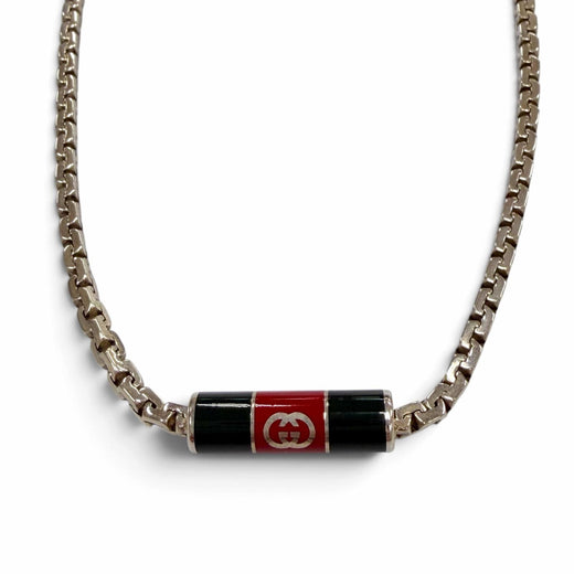Great GUCCI Necklace Stripe detail Silver AG925 mens 853880