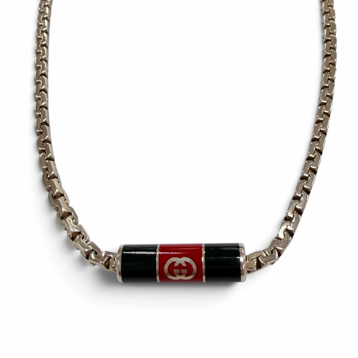 Great GUCCI Necklace Stripe detail Silver AG925 mens 853880