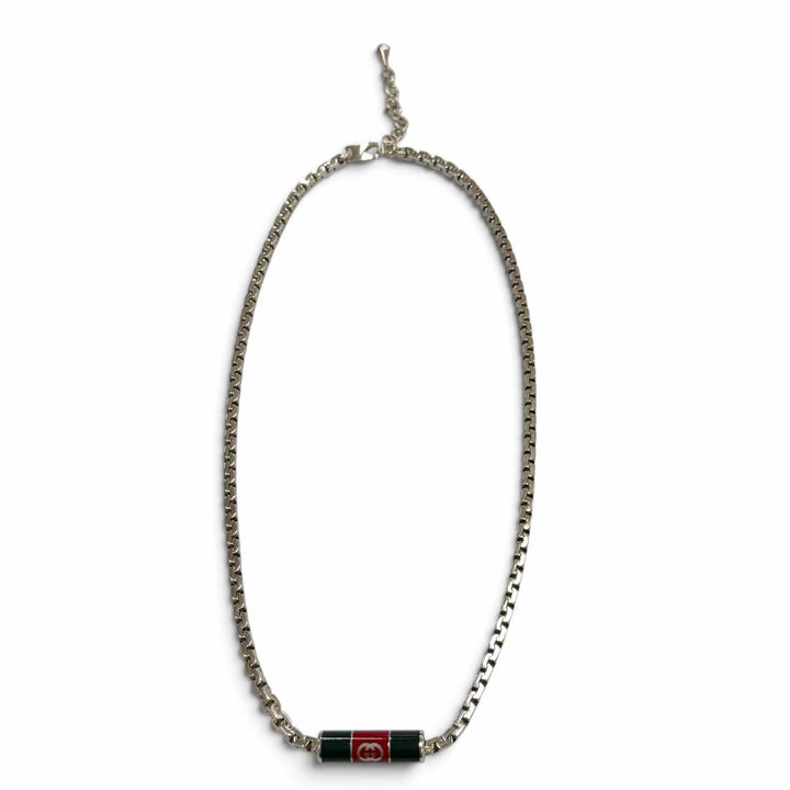 Great GUCCI Necklace Stripe detail Silver AG925 mens 853880