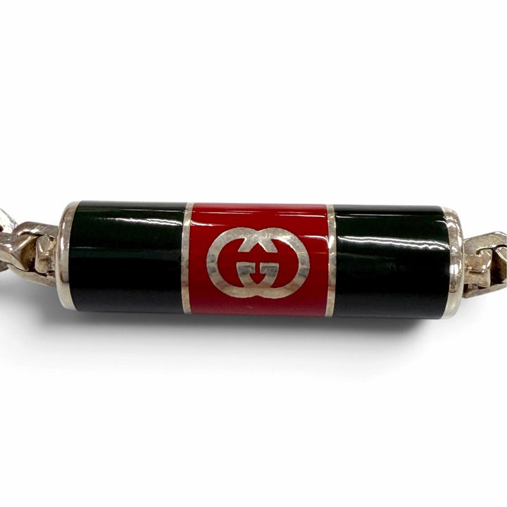 Great GUCCI Necklace Stripe detail Silver AG925 mens 853880