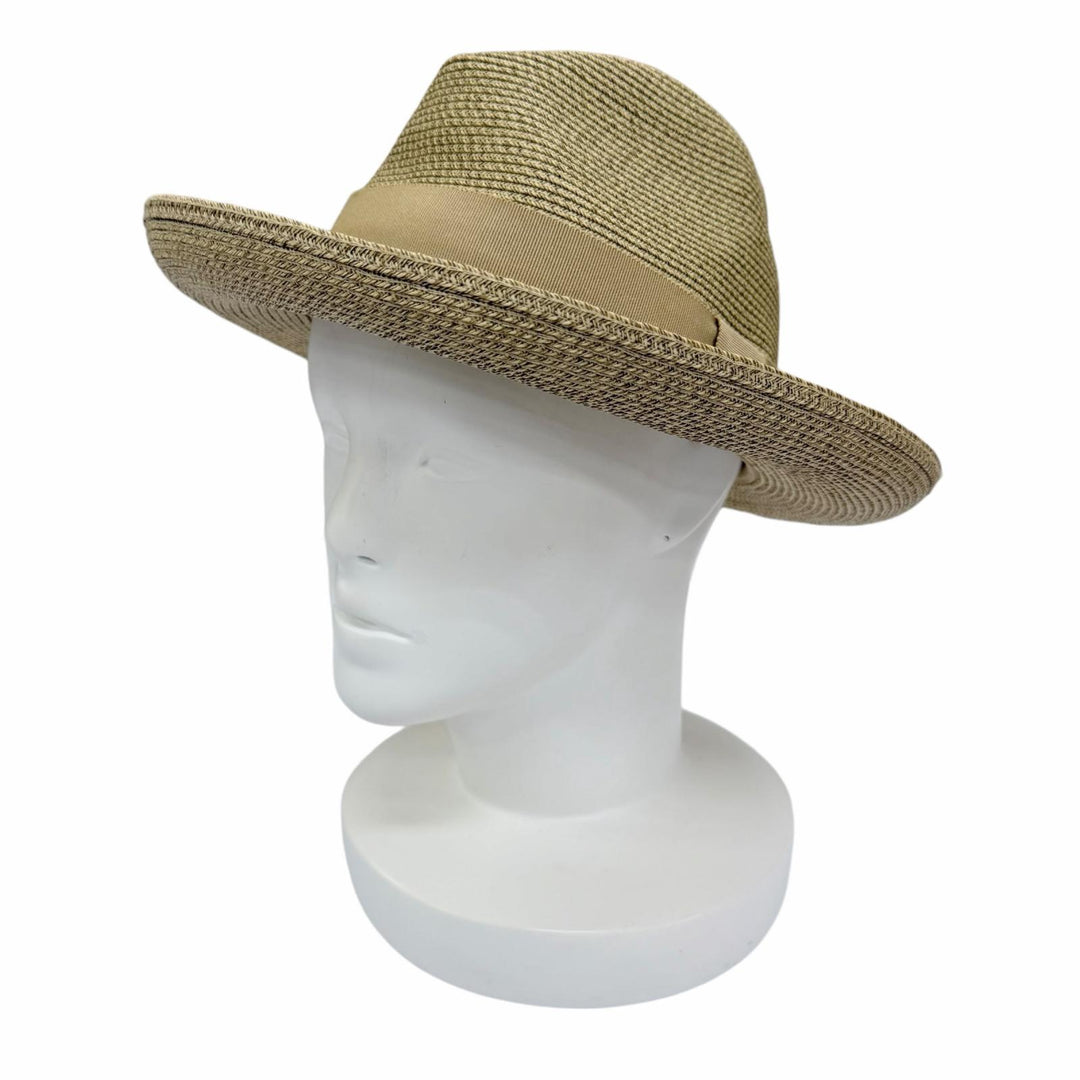 Excellent HERMES hat Ribbon tape fedora straw hat beige paper Women 57