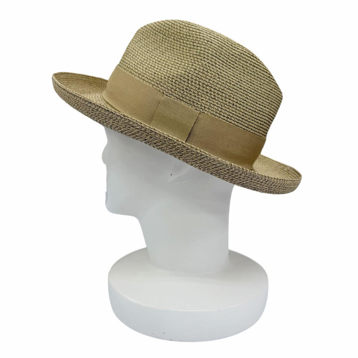 Excellent HERMES hat Ribbon tape fedora straw hat beige paper Women 57