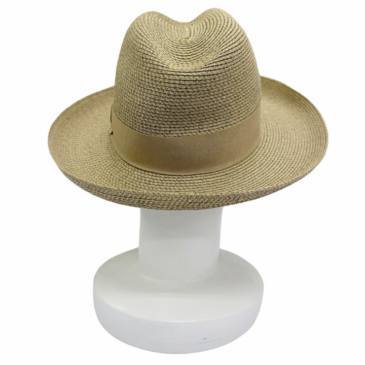 Excellent HERMES hat Ribbon tape fedora straw hat beige paper Women 57