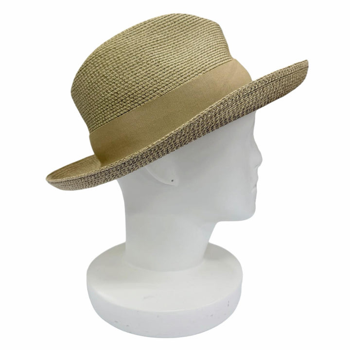 Excellent HERMES hat Ribbon tape fedora straw hat beige paper Women 57