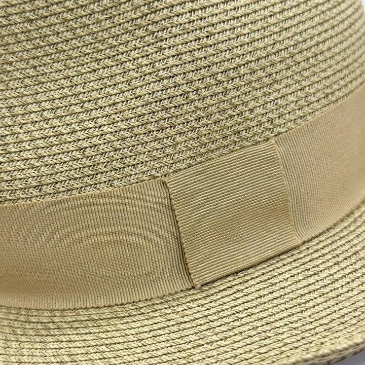Excellent HERMES hat Ribbon tape fedora straw hat beige paper Women 57
