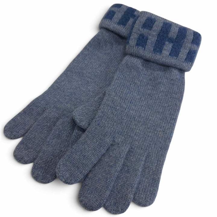 Excellent HERMES gloves Margiela period H logo blue cashmere Women