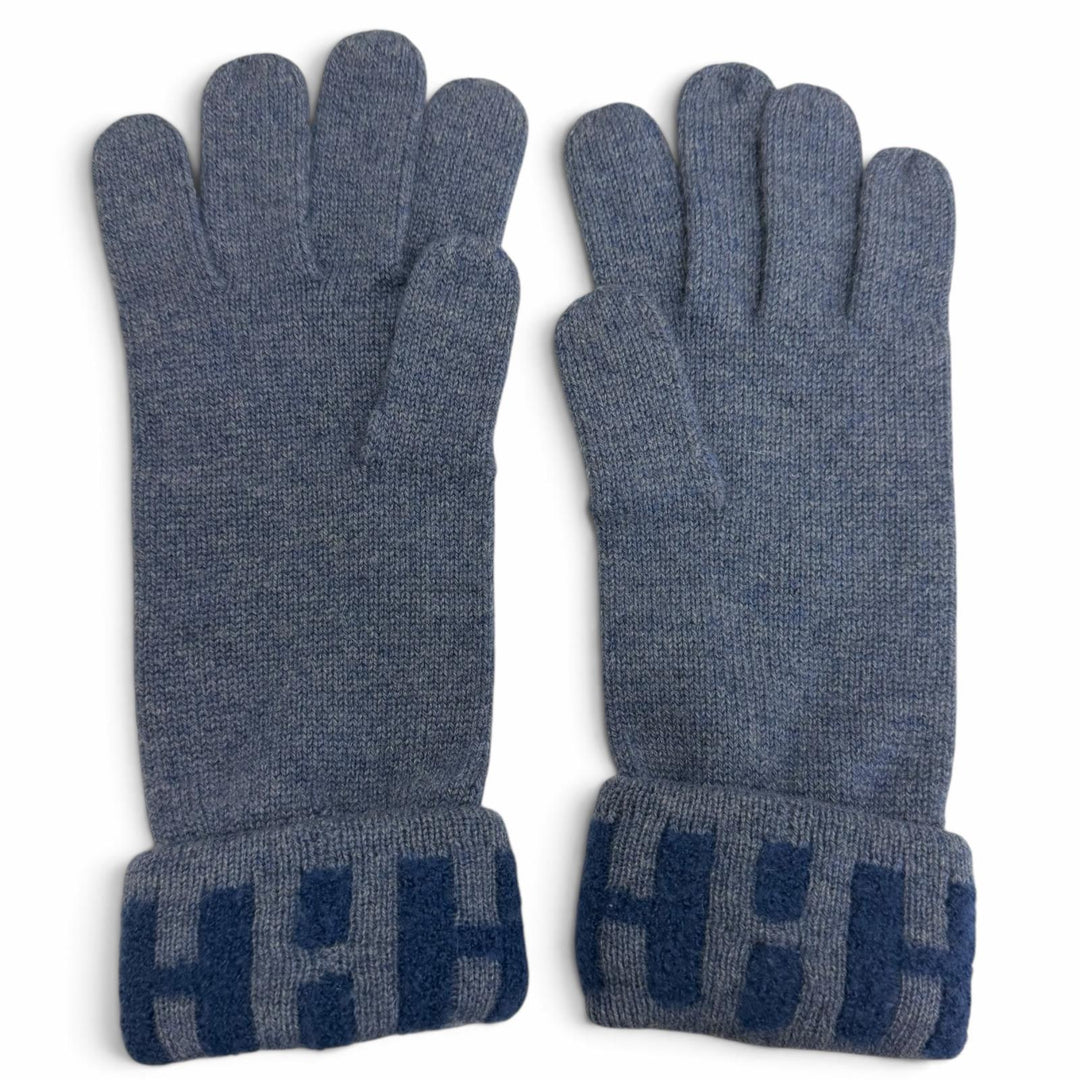 Excellent HERMES gloves Margiela period H logo blue cashmere Women