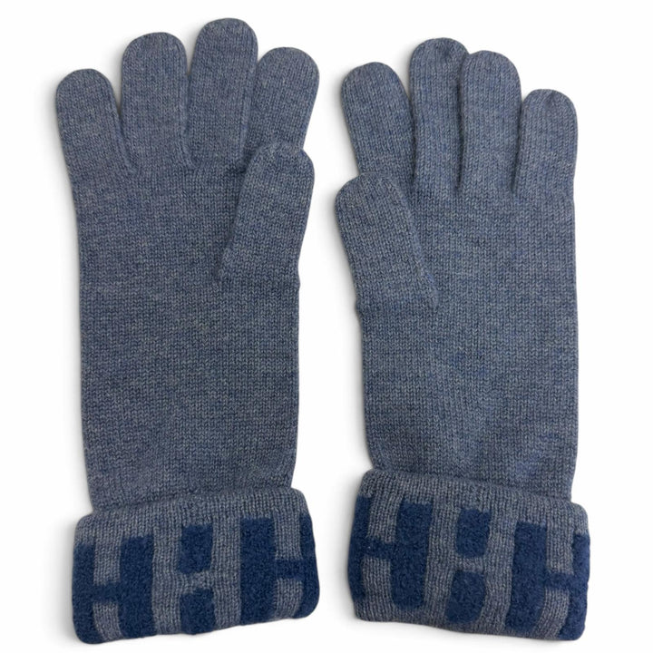 Excellent HERMES gloves Margiela period H logo blue cashmere Women