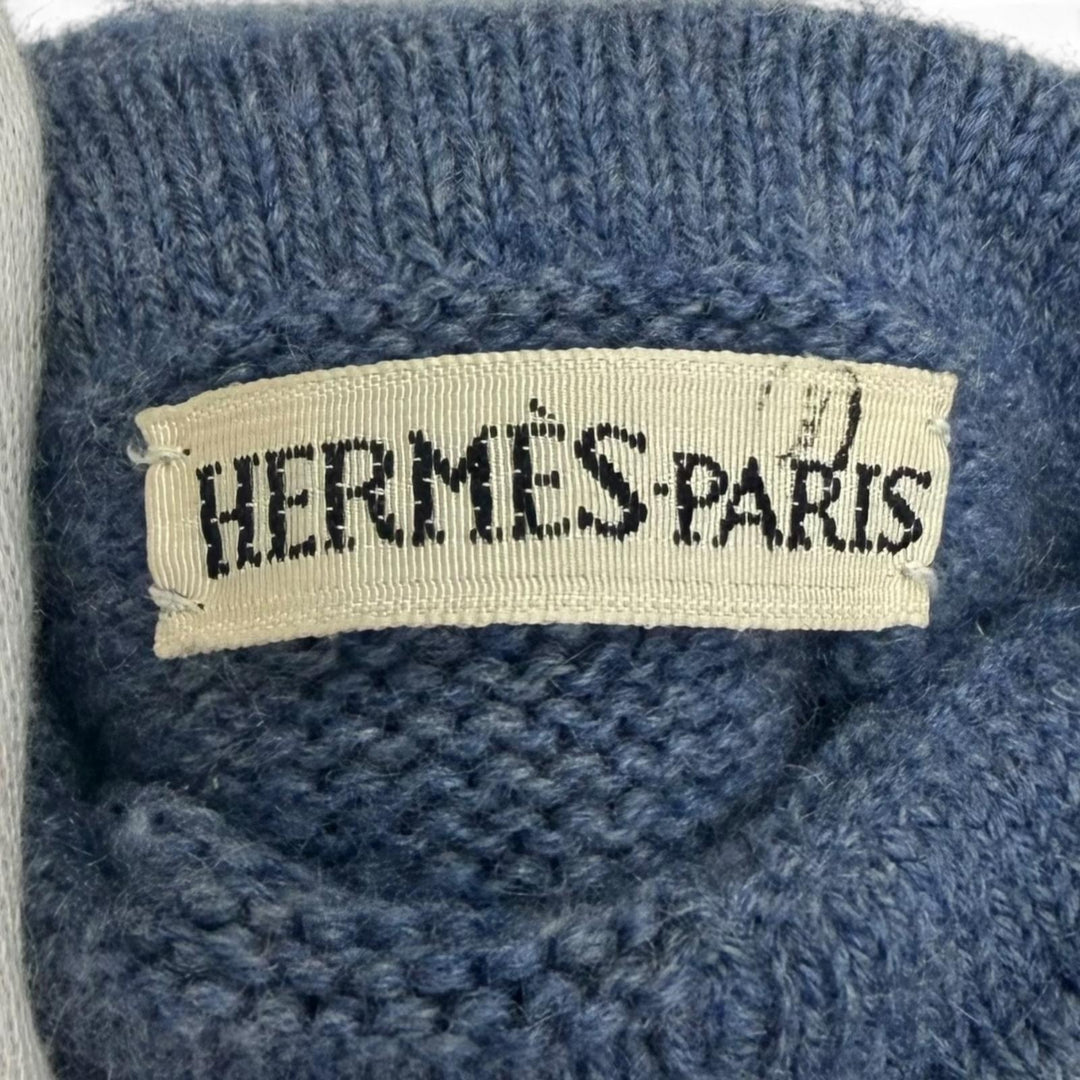 Excellent HERMES gloves Margiela period H logo blue cashmere Women