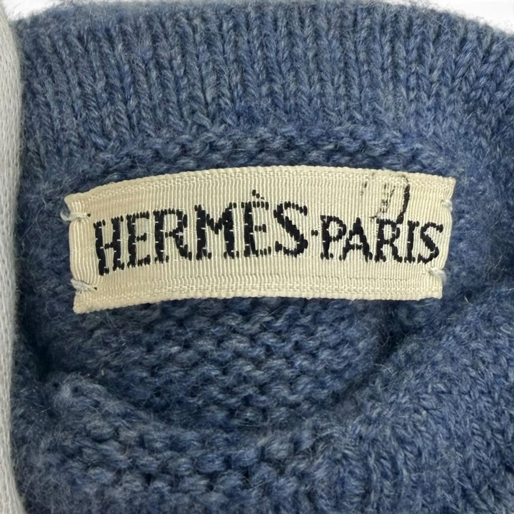 Excellent HERMES gloves Margiela period H logo blue cashmere Women