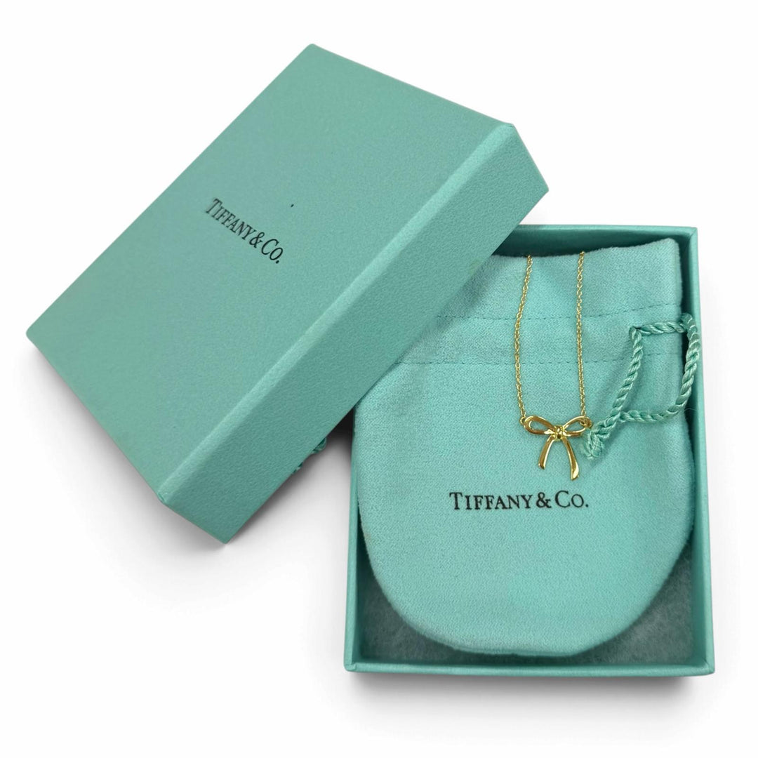 Great TIFFANY&Co. Necklace Bow Yellow Gold 750(YG) Women