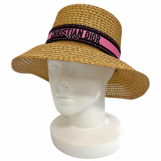 Excellent Christian Dior hat Logo ribbon, wide brim, paper 57 34DBP924G153