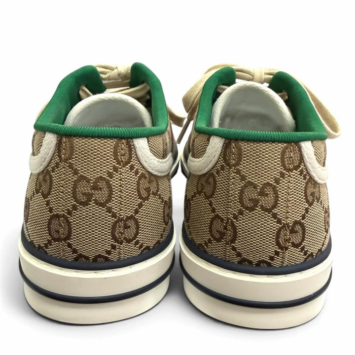Pristine GUCCI Low cut sneakers Tennis 1977 Sherry Line beige GG canvas mens 6.5