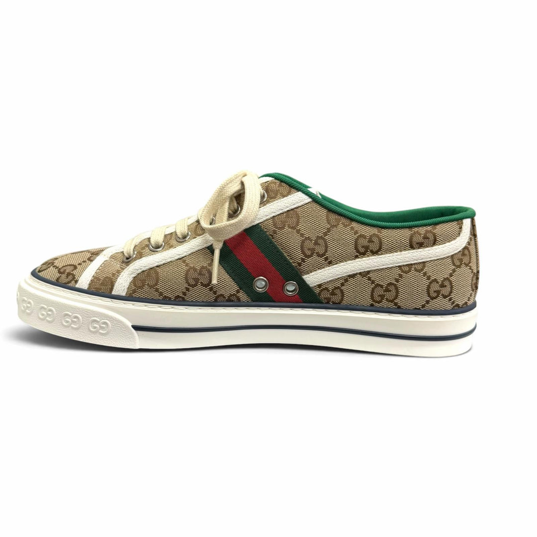 Pristine GUCCI Low cut sneakers Tennis 1977 Sherry Line beige GG canvas mens 6.5