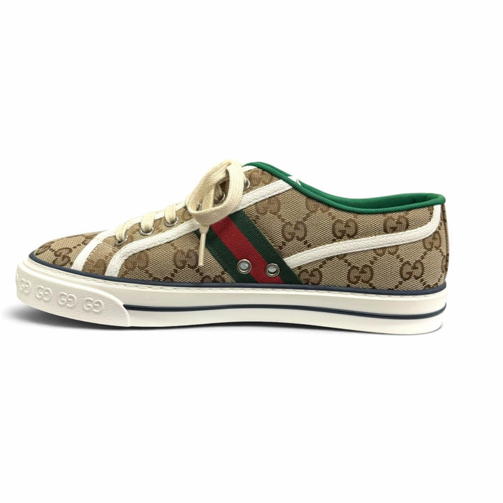Pristine GUCCI Low cut sneakers Tennis 1977 Sherry Line beige GG canvas mens 6.5