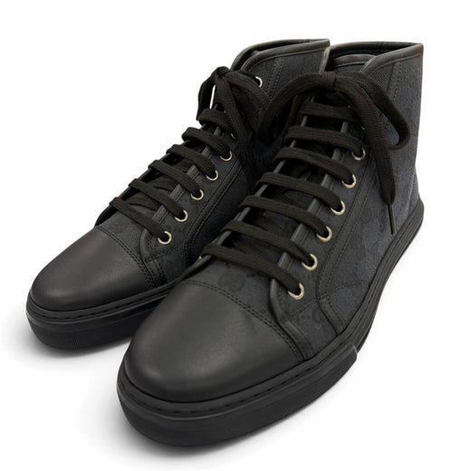 Excellent GUCCI High cut sneakers GG canvas black canvas mens 7.5 426188